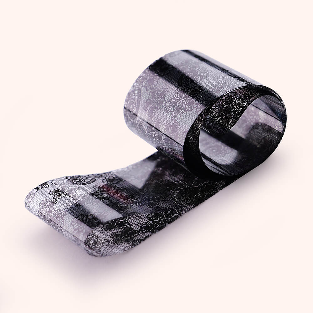 Nail Art Transfer Foil Set Black & White Lace