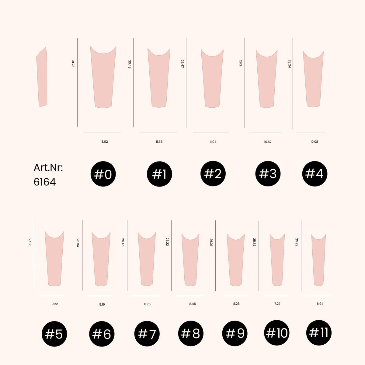 Nail Tips C-Curve Coffin natural 500 pcs