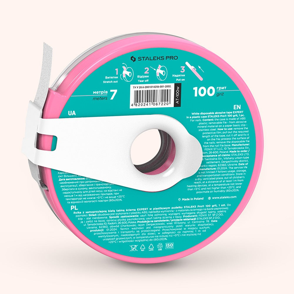 STALEKS Disposable white abrasive tape 100 EXPERT in a plastic case - Limes Interchangeables