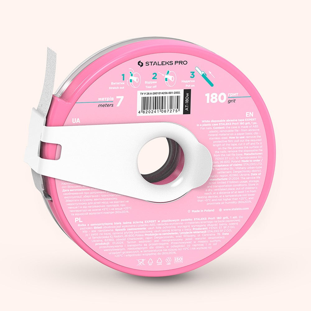 STALEKS Disposable white abrasive tape 180 EXPERT in a plastic case - Limes Interchangeables
