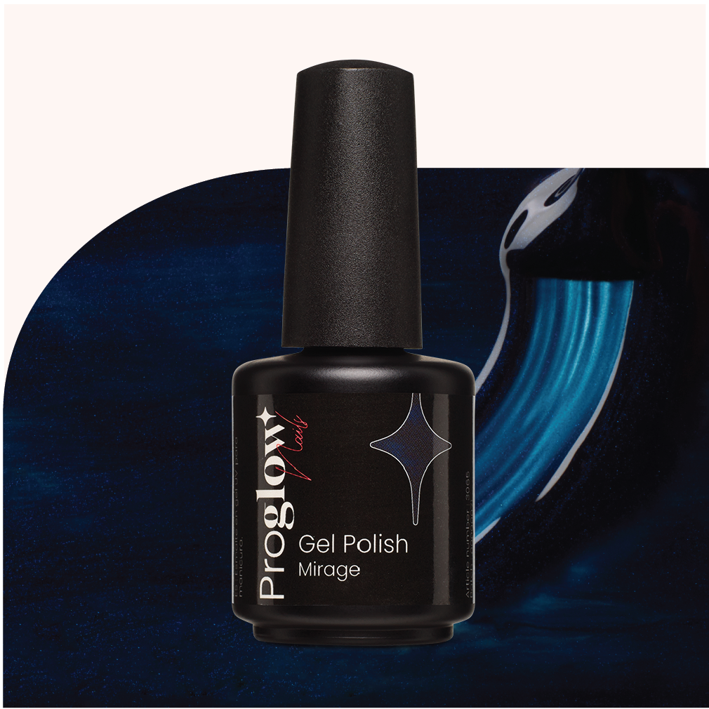 Flacon de vernis semi-permanent Mirage aux reflets bleu-argentés
