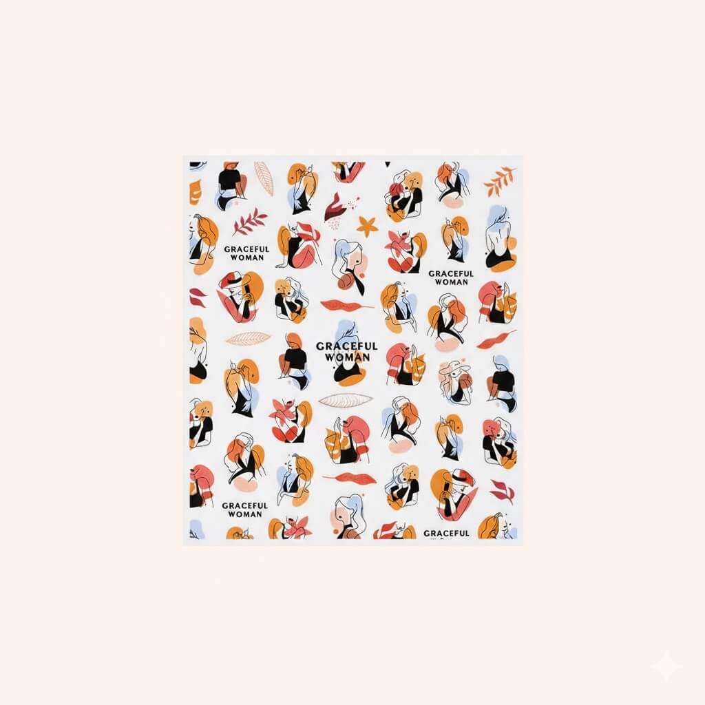 Nail Sticker Graceful Woman