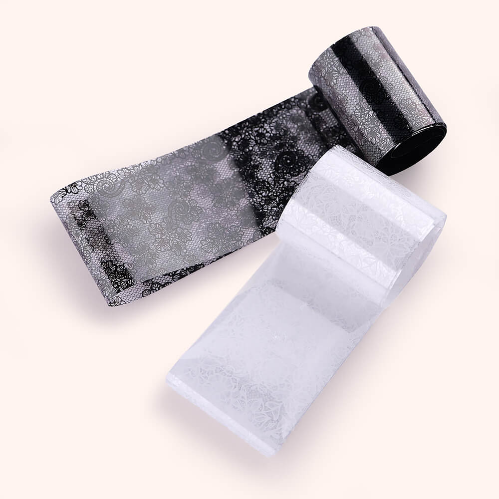 Nail Art Transfer Foil Set Black & White Lace