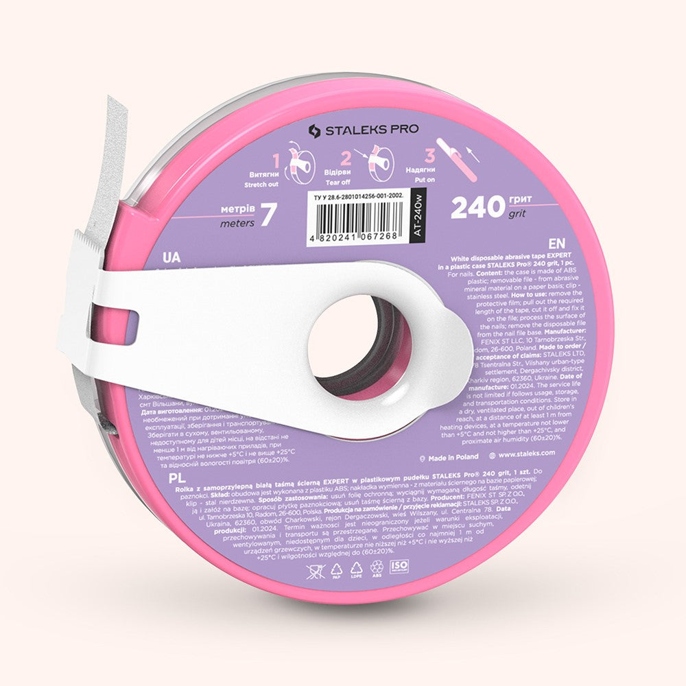 STALEKS Disposable white abrasive tape 240 EXPERT in a plastic case - Limes Interchangeables