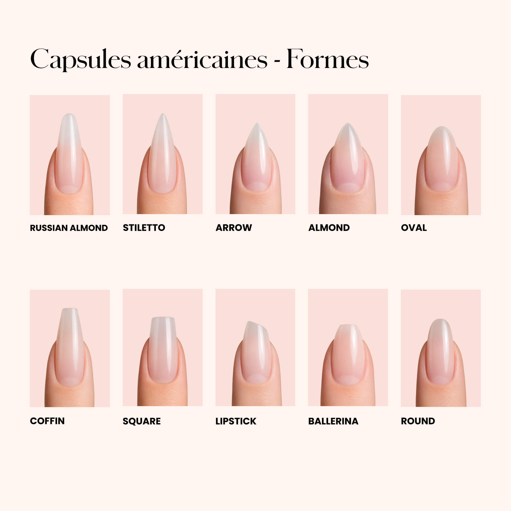 Soft Gel Nail Tips Stiletto Shape (pose américaine) 500 en coffret